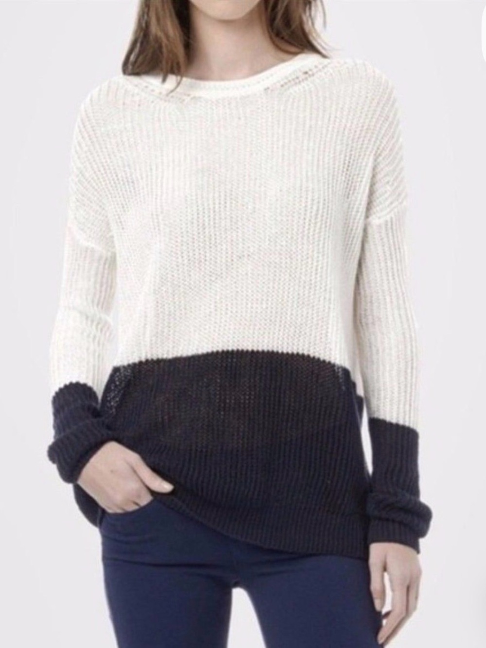 Vince Colorblock Lightweight Knit Sweater Tee Top | Small